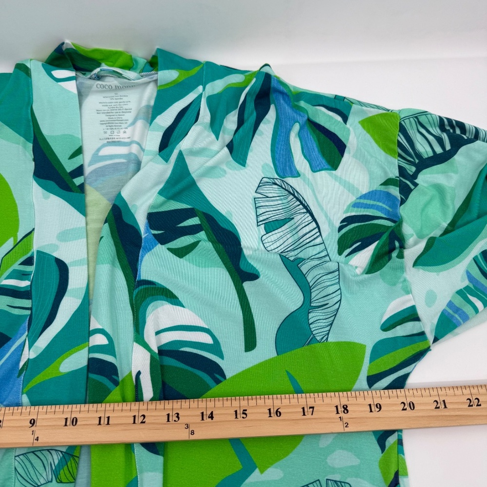 Coco Moon Hawaii Mom Cozy Robe M/L Maternity Monsterra Blue Green Stretch - Picture 9 of 11